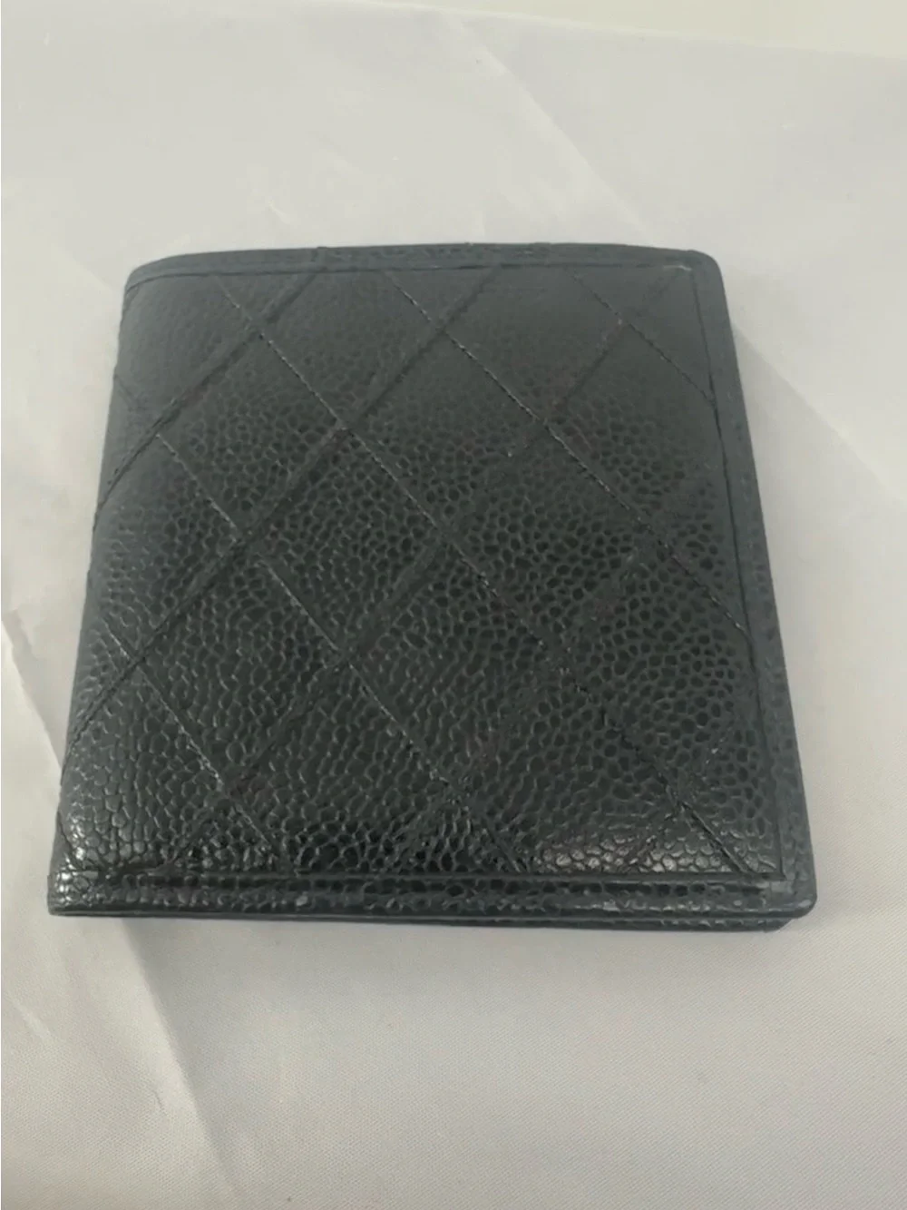 Chanel black caviar leather quilted bifold